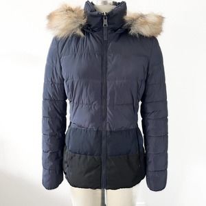 Jessica Simpson Navy Ombre Puffer Coat With ZipOff Hood/Faux Fur
